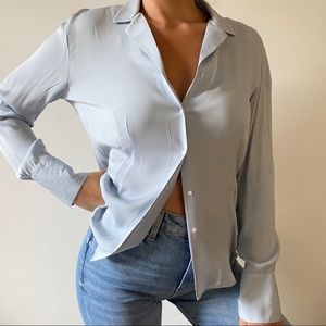 Vintage Blue Ann Taylor Silk Blouse